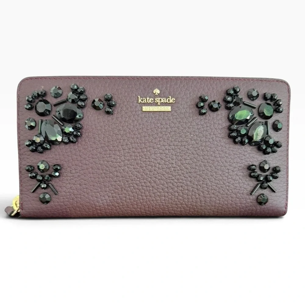 Kate Spade Anderson Way Reiley Jeweled Satchel & Neda Wallet Deep Plum Set